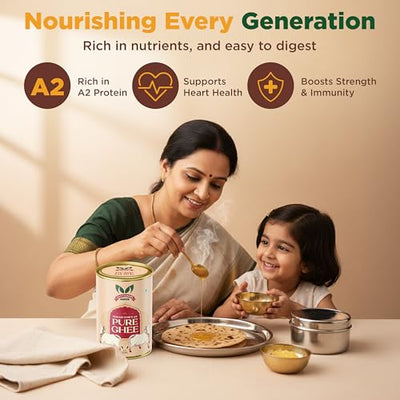 GAVYAMART A2 Cow Ghee ,Grassfed Ghee – Pasture Raised, Hand Crafted Clarified Butter Organic Cow Ghee (1L) 33.81Oz