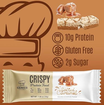 KETO protein Bar Crispy Treat, Salted Caramel, Keto, Low Carb, Low Sugar & Gluten Free, Protein Snacks for Adults, 10g Protein of Whey per Bar, 5 Net Carbs, On The Go Snack, 10 CT