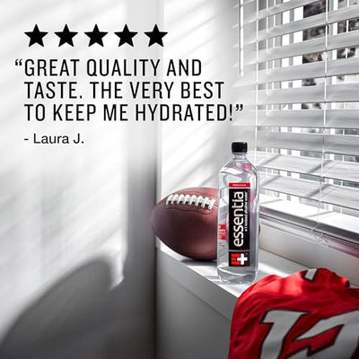 Essentia Bottled Water, 1 Liter, Pack of 6 Bottles; 99.9% Pure, Infused with Electrolytes for a Smooth Taste, pH 9.5 or Higher; Ionized Alkaline Water