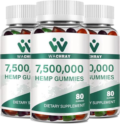 Organic Hemp Gummies High Potency for Pain Sleep Anxiety Advanced Extra Strength Edible Pure Hemp Oil Extract Relaxing Gummy Low Sugar (3-Pack)