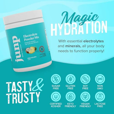 JUNP Electrolytes Powder No Sugar No Carbs – Pina Colada Coconut Pineapple Keto Electrolyte Drink Mix - Potassium & Salt Hydration Powder Electrolytes - Zero Calorie Sugar Free Electrolyte Powder 90ct