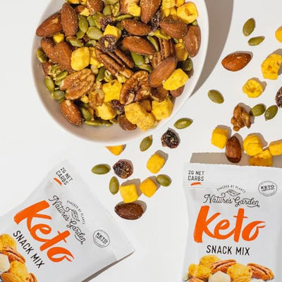 Nature’s Garden Keto Snack Mix - Probiotic Cheese Balls, Crunchy Keto Snack, Keto Snack Mix, All Natural, Low Carb, Heart Healthy Nuts – 1 Oz Bags (12 Individual Servings)