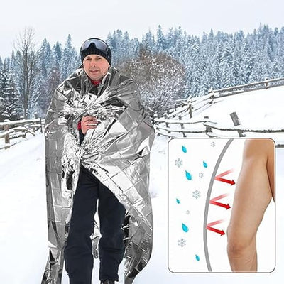 QIO CHUANG Emergency Mylar Thermal Blankets -Space Blanket Survival kit Camping Blanket (4-Pack)