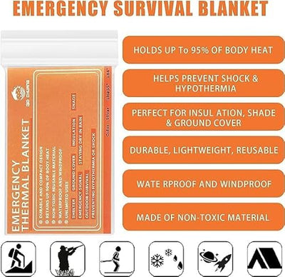 QIO CHUANG Emergency Mylar Thermal Blankets -Space Blanket Survival kit Camping Blanket (4-Pack)