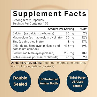 Advanced Electrolyte Pills, 240 Capsules | Salt Pills with Electrolytes for Fasting Hydrating | Made with Himalayan Pink Salt, Sodium, Potassium, Magnesium & More – Keto, Unflavored, No Sugar, Non-GMO