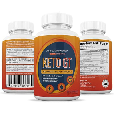 (2 Pack) Keto GT Keto Pills 1275MG New & Improved Formula Contains Apple Cider Vinegar Extra Virgin Olive Oil Powder Green Tea Leaf 120 Capsules