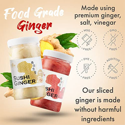 Fusion Select 2 Packs Sushi Ginger - Natural Sliced Gari, Pickled Ginger for Sushi - No MSG, Non-GMO - Spicy, Sour, Sweet & Salty Taste Notes - Side Dish For Sashimi, Sushi Ingredients - 12oz