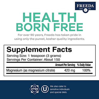 Magnesium Citrate Powder – Pure Magnesium Powder Drink Mix for Relaxation, Digestion & Muscle Support – Made in USA, Gluten-Free, Vegan Magnesium Supplement for Adults & Children – 16 oz