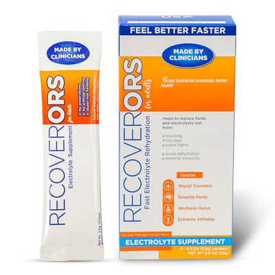 RecoverORS 8 in 1 Electrolyte Powder & Advanced Vitamin C Defense Hydration Pack, Dual Keto Food Friendly & Potassium Supplement Booster, Adult Low Carb Oral Rehydration Solution Drink Mix (4-Pack)