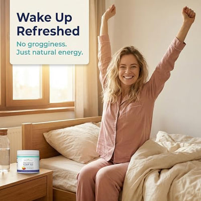 Magnesium Sleep Night Time Powder - Magnesium Citrate, Magnesium Glycinate with Melatonin, L-Theanine and GABA Sleep Aid, Natural Sleep Supplement, Vegan, Gluten-Free, Raspberry Lemon Flavor