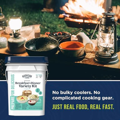 Augason Farms Breakfast and Dinner Variety Kit, Emergency Food Supply Dehydrated Meal Survival Bucket - 119 Servings