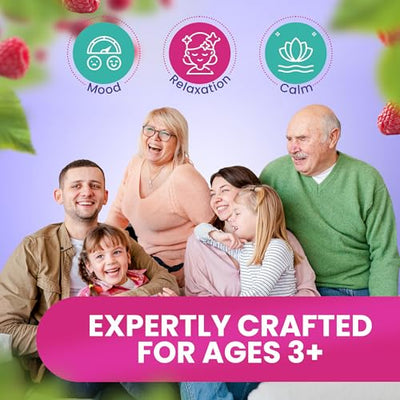 Sugar Free Magnesium Gummies - Calming Anti-Stress Gummies, Magnesium Supplement to Support Stress Relief, Sleep, Heart Health, Nerves, Muscles and Bones, Kids, Adults, Vegan, High Absorption, Non-GMO