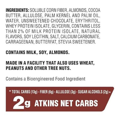 Atkins Caramel Almond Clusters, Gluten Free, High in Fiber, 1g Sugar, 2g Net Carb, Keto Friendly, 20 Count