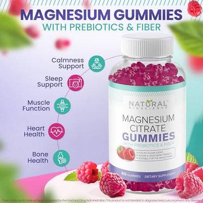 Sugar Free Magnesium Gummies - Calming Anti-Stress Gummies, Magnesium Supplement to Support Stress Relief, Sleep, Heart Health, Nerves, Muscles and Bones, Kids, Adults, Vegan, High Absorption, Non-GMO