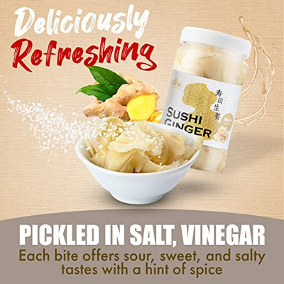 Fusion Select 2 Packs Sushi Ginger - Natural Sliced Gari, Pickled Ginger for Sushi - No MSG, Non-GMO - Spicy, Sour, Sweet & Salty Taste Notes - Side Dish For Sashimi, Sushi Ingredients - 12oz