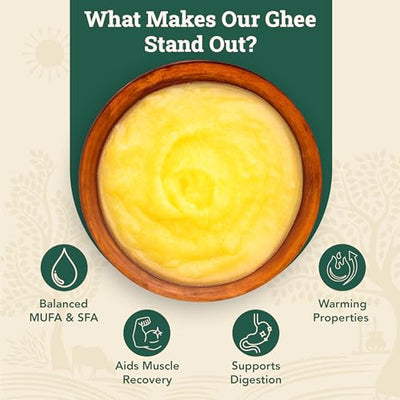 Anveshan Cow Ghee | Traditionally Bilona-Churned |Gut friendly |Keto friendly |High smoke point | Sustainably sourced | Casein free| Clarified Butter | 16.8 Fl. Oz (500mL)