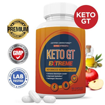 (2 Pack) Keto GT Extreme Keto Pills 1675MG New & Improved Formula Contains Apple Cider Vinegar Extra Virgin Olive Oil Powder Green Tea Leaf 120 Capsules