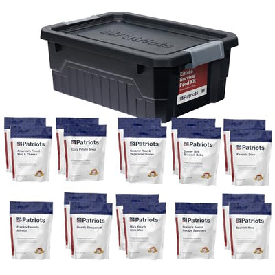 4Patriots Emergency Entree Food Kit – 128 Tasty Freeze-Dried MRE Survival Meals, 25 Year Shelf Life