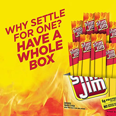 Slim Jim Smoked Meat Sticks, Original Flavor, 6g Protein Per Serving, Snack Size, 0.28 oz. (26 Count)