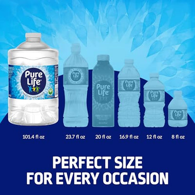 Pure Life Purified Water Bottles, 3L Jug - Still Bottled Water Enhanced with Minerals for a Crisp Taste, Plastic Bottles