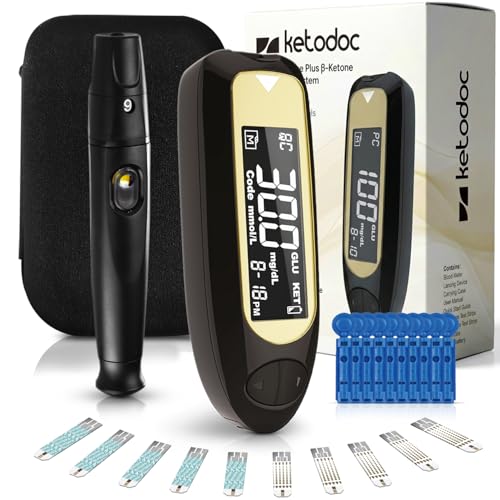 KETO-DOC Advanced ß-Ketone Testing Kit, Slim, Auto-Coding, Ketosis Monitoring and Management, Ketone Meter, 10 Keto Test Strips, 20 Lancets, Lancing Device