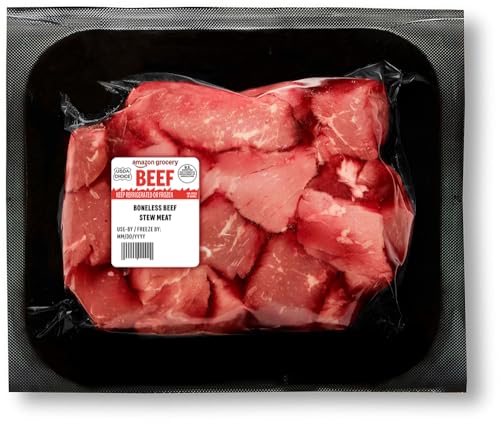 Amazon Grocery, Beef Stew Meat, Boneless, USDA Choice, Weight Varies