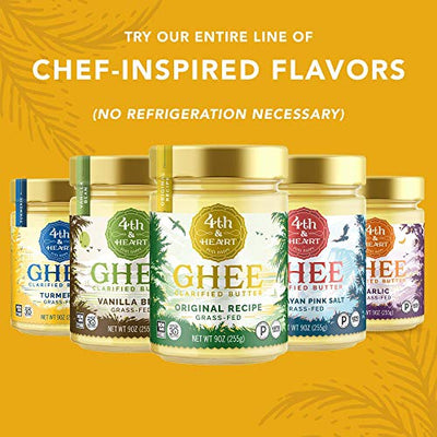 4th & Heart Original Ghee Original Grass Fed Ghee Butter by , (2 x 16oz Jars), Keto, Pasture Raised, Non-GMO, Lactose and Casein Free, Certified Paleo, 32 Ounce (Pack of 2)