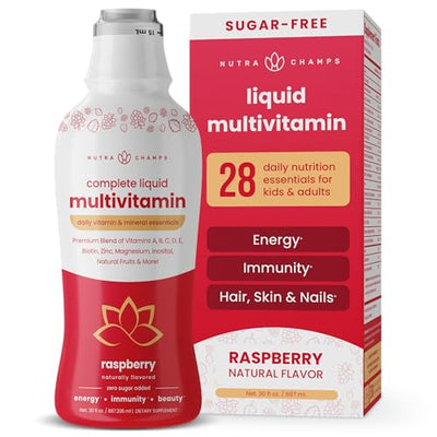 NutraChamps Complete Liquid Multivitamins | No Added Sugar | Vitamins for Women, Men & Kids | Vegan Liquid Vitamin Multimineral Supplement | Energy, Immunity & Beauty