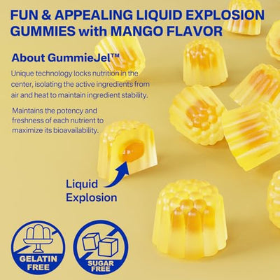 Vegan Omega-3 Gummies 1000mg + Turmeric - Omega 3 Fish Oil Alternative for Adults - Algae DHA 600mg & EPA 300mg, Vitamins A, C, E, Zinc & MSM, Sugar Free, 60 Cts