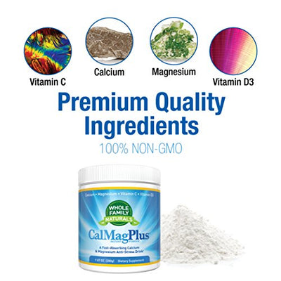 Calcium Magnesium Powder Supplement - CalMag Plus with Vitamin C & D3 - Gluten Free, Non GMO - Natural Calm Cal Mag Drink - Cal-Mag for Muscles - Calm Sleep Magnesium Drink Powder - Calcium Supplement