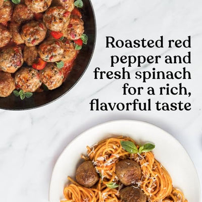 Amylu Foods Organic Spinach & Red Pepper Chicken Meatballs, Natural Ingredients, 15g of Protein, Chicken Raised with No Antibiotics, Fully Cooked, Dairy-Free, Gluten-Free, Pork-Free, No Nitrates or Nitrites, 10 oz
