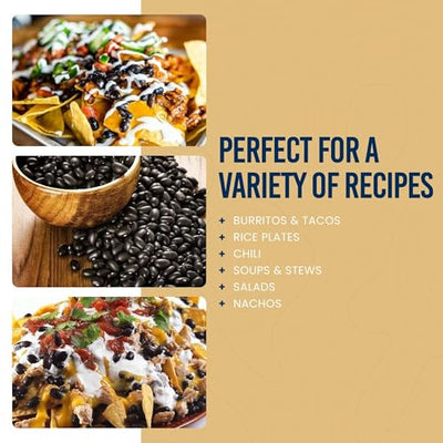 Dried Black Beans Emergency Food Supply, 237 Servings, 30 Year Shelf Life, Good Source of Iron, Protein, and Potassium, High in Fiber - Dehydrated Meals, Survival Food Camping Essentials, 4 Gallon Bucket