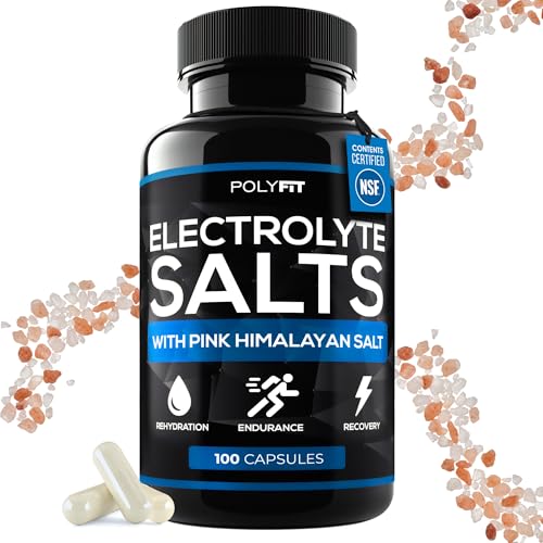 Polyfit Electrolyte Salts - 100 Salt Pills - NSF Certified - Electrolytes Replacement Salt Tablets for Runners - Supplement for Rapid Hydration, Recovery, and Endurance