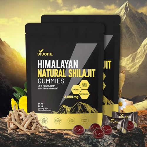 VivoNu Pure Himalayan Shilajit Gummies, micronutrient Supplement, Himalayan Premium Ingredient with Shilajit - Ashwagandha, Gokshura, Fulvic Acid & 85+ Trace Minerals I for Men, Women I Non-GMO