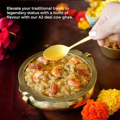 Grass Fed A2 Ghee 23 oz (700 ml) – Bilona Desi Cow Clarified Butter | Lactose Free, Pasture Raised by Organic Mandya