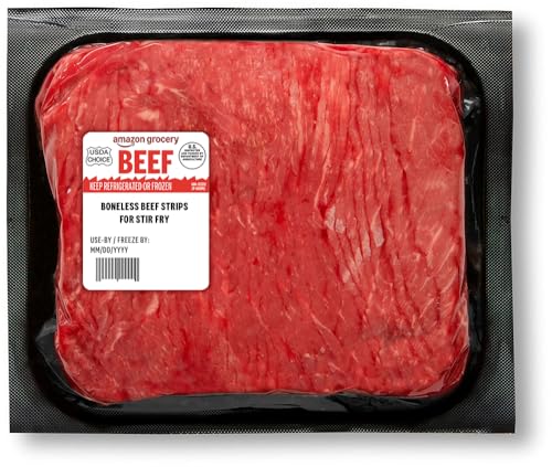 Amazon Grocery, Beef Strips for Stir Fry, Boneless, USDA Choice, Weight Varies