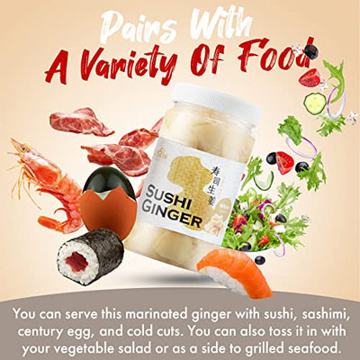 Fusion Select 2 Packs Sushi Ginger - Natural Sliced Gari, Pickled Ginger for Sushi - No MSG, Non-GMO - Spicy, Sour, Sweet & Salty Taste Notes - Side Dish For Sashimi, Sushi Ingredients - 12oz