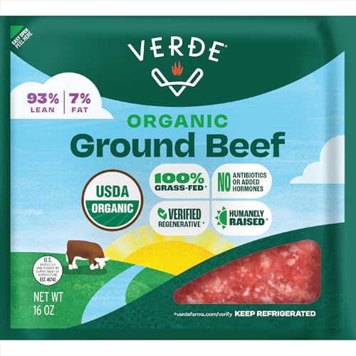 Verde Farms, Ground Beef 93% Lean/7% Fat, Organic, Grass-Fed, 1 lb