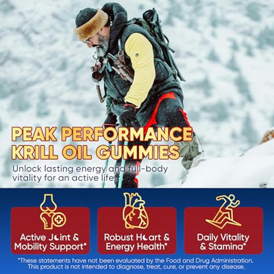 Liposomal Antarctic Krill Oil Omega 3 Gummies 2000mg - Cellular Level Absorption Omega-3 with EPA, DHA & Astaxanthin - Antioxidant & Brain Support - Fish Oil Supplements Alternative - 60 Count