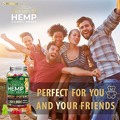 WELLUTION Hemp Gummies – High Potency 1,500,000 MCG – Natural Fruity Bear for Relaxation and Peace - Fast-Acting - Gluten Free - 60ct