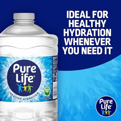 Pure Life Purified Water Bottles, 3L Jug - Still Bottled Water Enhanced with Minerals for a Crisp Taste, Plastic Bottles