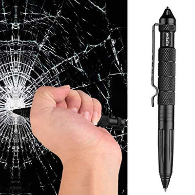 KEPEAK Military Tactical Pen, Professional Self Defense Pen, Emergency Glass Breaker Pen - Tungsten Steel, Writing EDC Survival Tool with 6 Refill