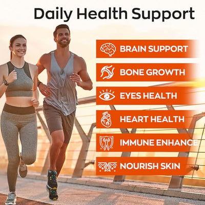 Yidout Omega 3 Fish Oil Gummies, Delicious Orange Flavor Fish Oil Gummy Supplements for Joint, Heart Health, & Brain Support (60 Count（Pack of 2）)