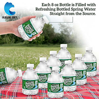 Poland Spring 8 oz Mini Water Bottles - 24 Pack Mini Bottled Spring Water for On-the-Go and Home Office Use - BPA-Free and Recyclable by Kelm Int.