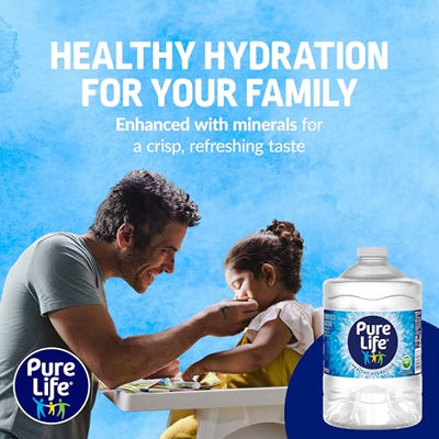 Pure Life Purified Water Bottles, 3L Jug - Still Bottled Water Enhanced with Minerals for a Crisp Taste, Plastic Bottles