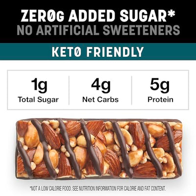 KIND ZERO Added Sugar Bars, Variety Pack, Dark Chocolate Nuts & Sea Salt, Caramel Almond & Sea Salt, Peanut Butter Dark Chocolate, Keto Friendly Snacks, Gluten Free, 5g Protein, 15 Count