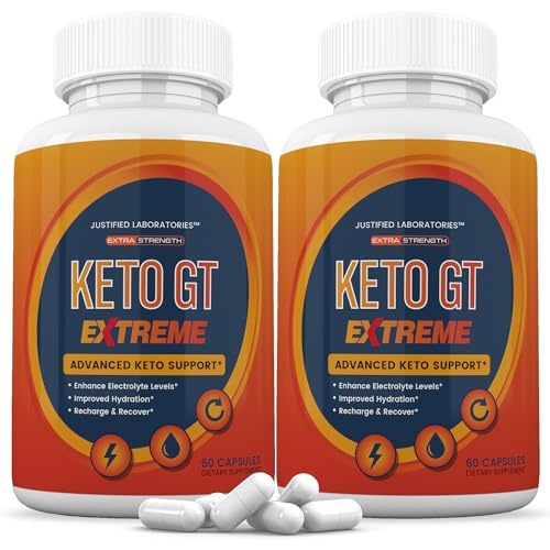 (2 Pack) Keto GT Extreme Keto Pills 1675MG New & Improved Formula Contains Apple Cider Vinegar Extra Virgin Olive Oil Powder Green Tea Leaf 120 Capsules