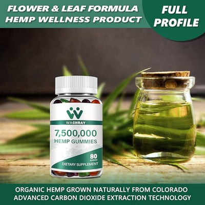 Organic Hemp Gummies High Potency for Pain Sleep Anxiety Advanced Extra Strength Edible Pure Hemp Oil Extract Relaxing Gummy Low Sugar (3-Pack)