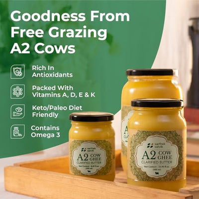 Sarthak Satvik A2 Cow Ghee Grass Fed Clarified Butter, 16.90 Oz Unsalted and Original, Ancient Bilona Made, Free Grazing, Desi Ghee, Pasture Raised Indigenous Breed Cows, Sustainably Sourced, 500 ml