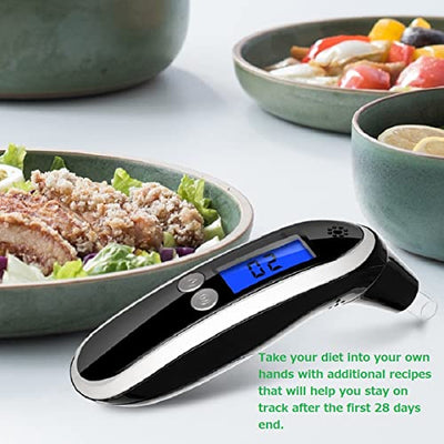 Ketone Breath Tester, Ketosis Meter, Keto Breathalyzer with 10pc Reusable Mouthpieces (Black)